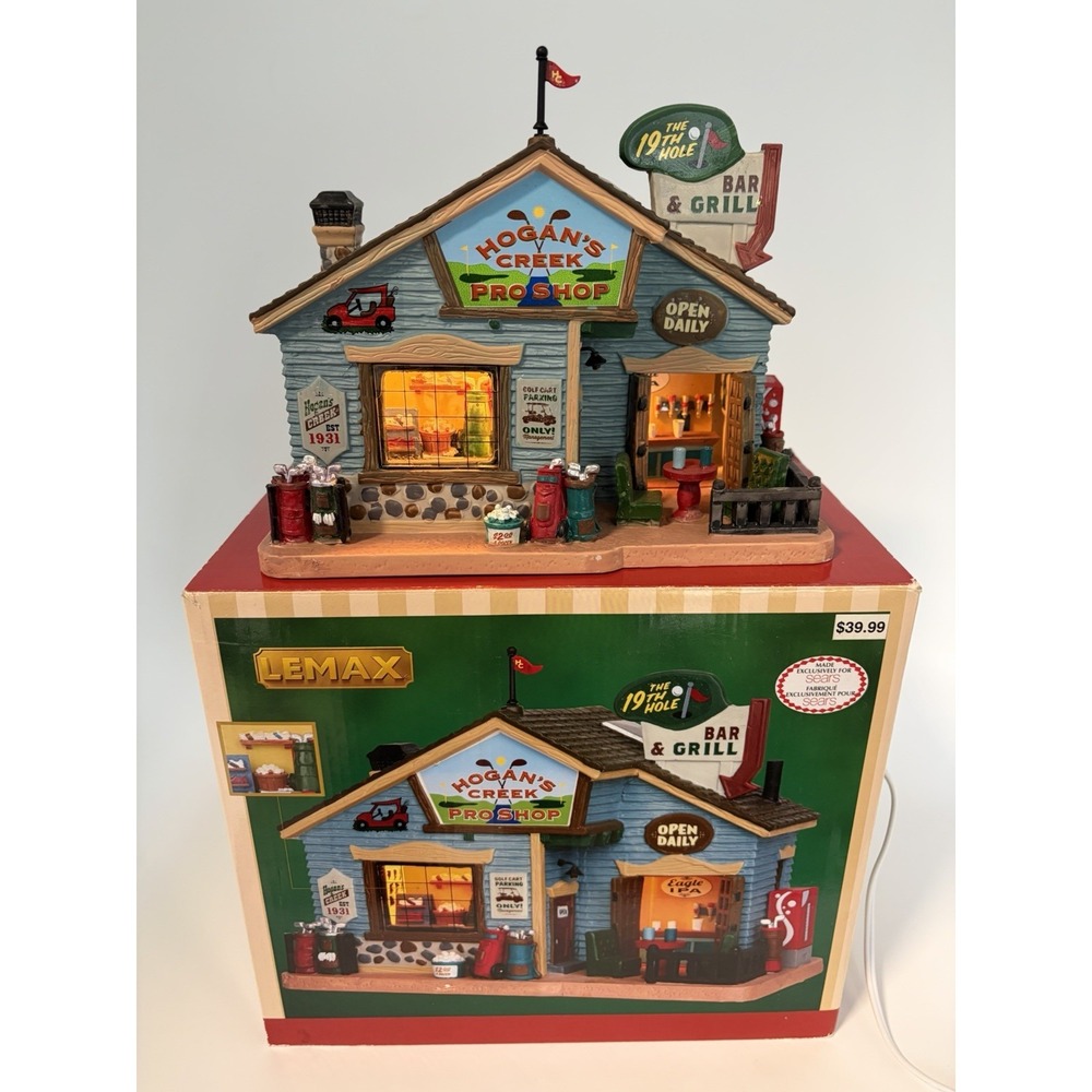 Lemax Hogan's Creek Pro Shop 19th Hole Bar and Grill Lighted Village Building